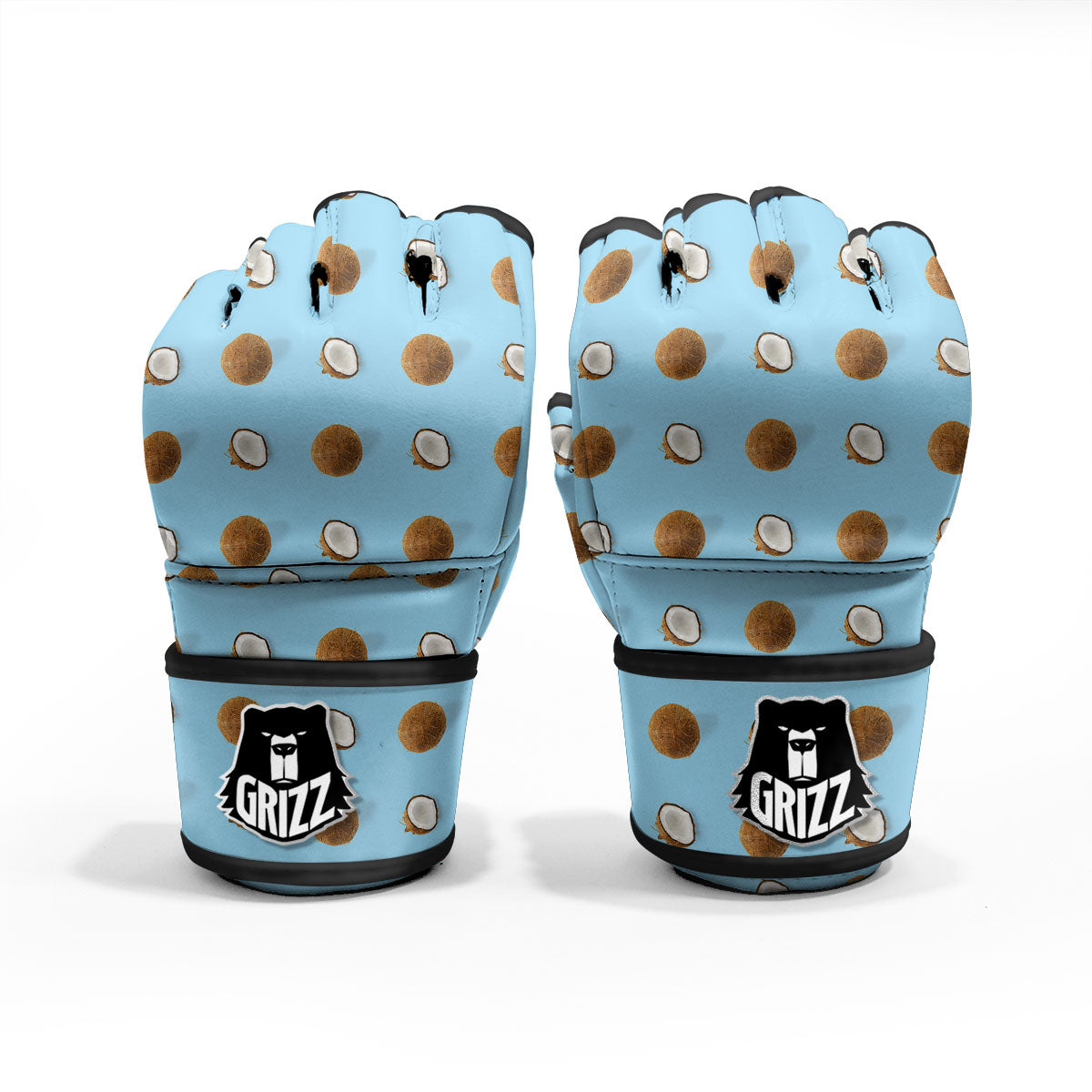 Coconut Blue Summer Print Pattern MMA Gloves-grizzshop