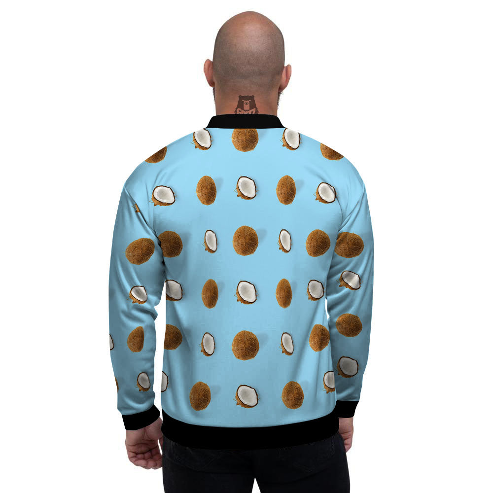 Coconut Blue Summer Print Pattern Men's Bomber Jacket-grizzshop