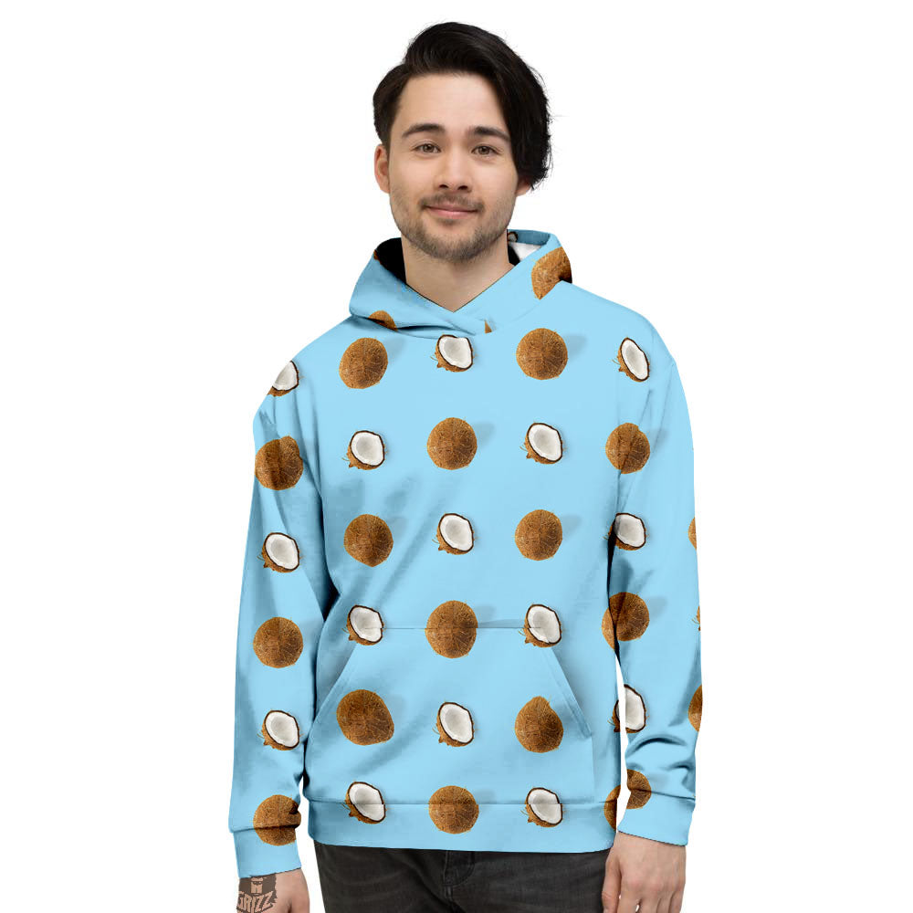 Coconut Blue Summer Print Pattern Men's Hoodie-grizzshop