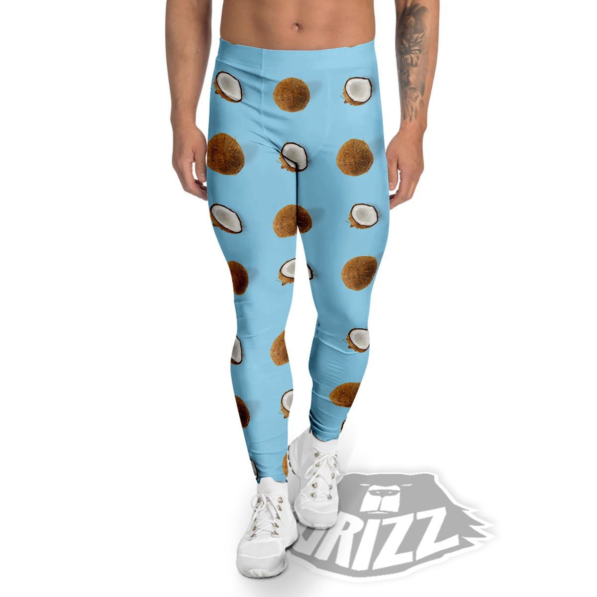 Coconut Blue Summer Print Pattern Men's Leggings-grizzshop