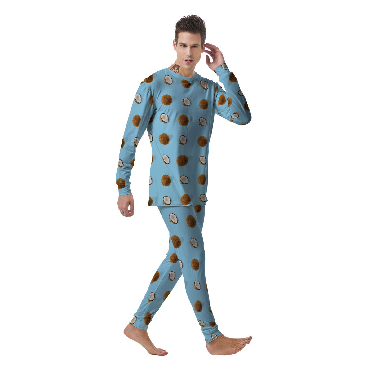 Coconut Blue Summer Print Pattern Men's Pajamas-grizzshop