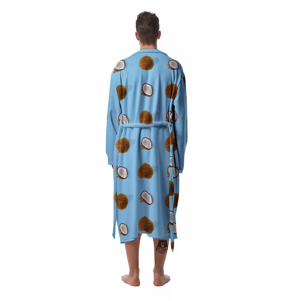 Coconut Blue Summer Print Pattern Men's Robe-grizzshop