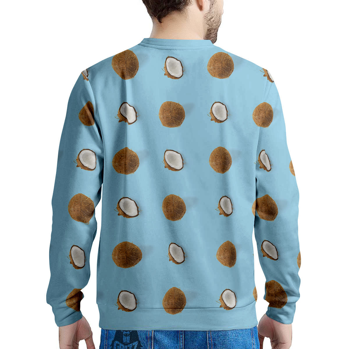 Coconut Blue Summer Print Pattern Men's Sweatshirt-grizzshop