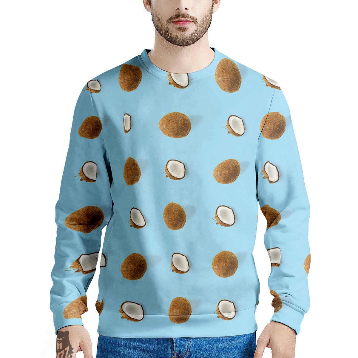 Coconut Blue Summer Print Pattern Men's Sweatshirt-grizzshop