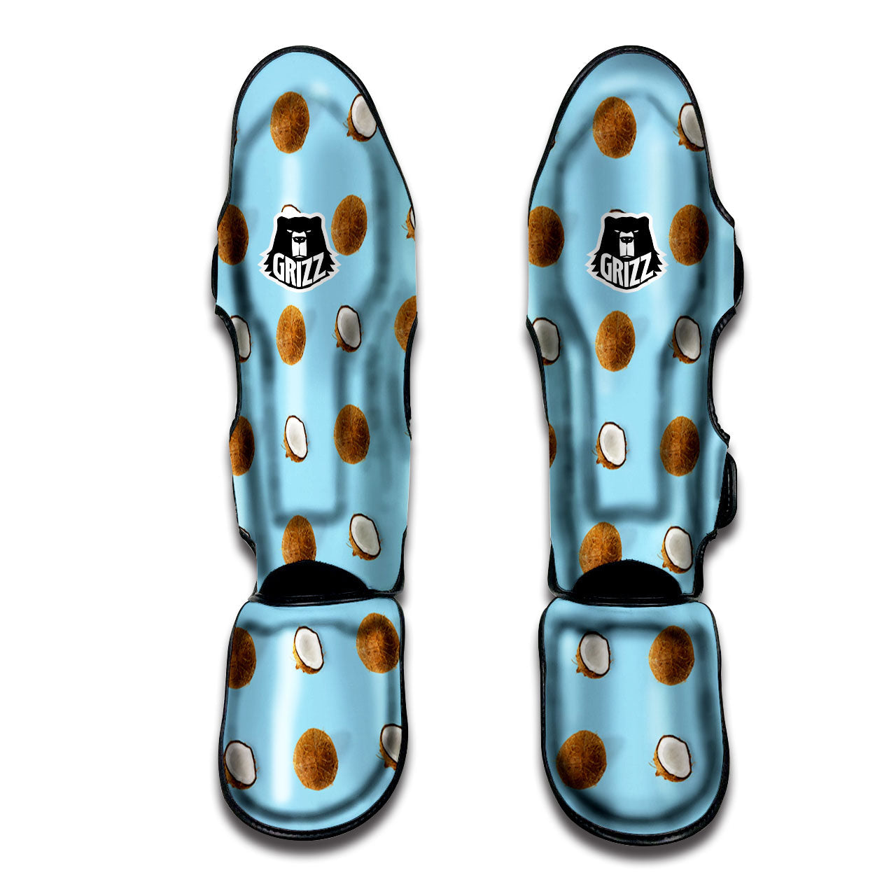 Coconut Blue Summer Print Pattern Muay Thai Shin Guards-grizzshop