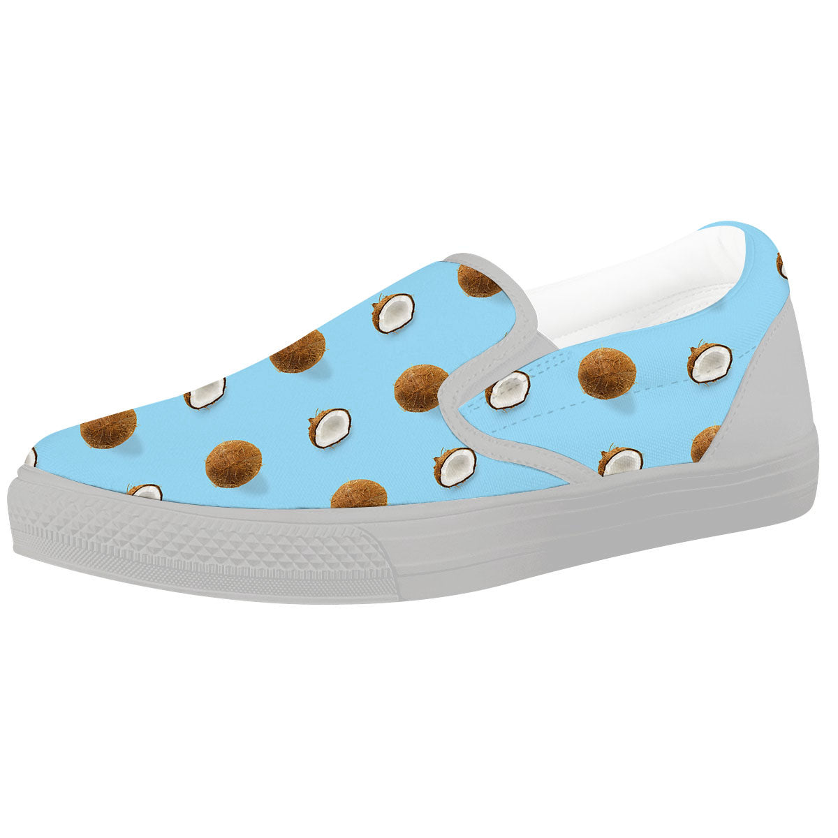 Coconut Blue Summer Print Pattern White Slip On Shoes-grizzshop