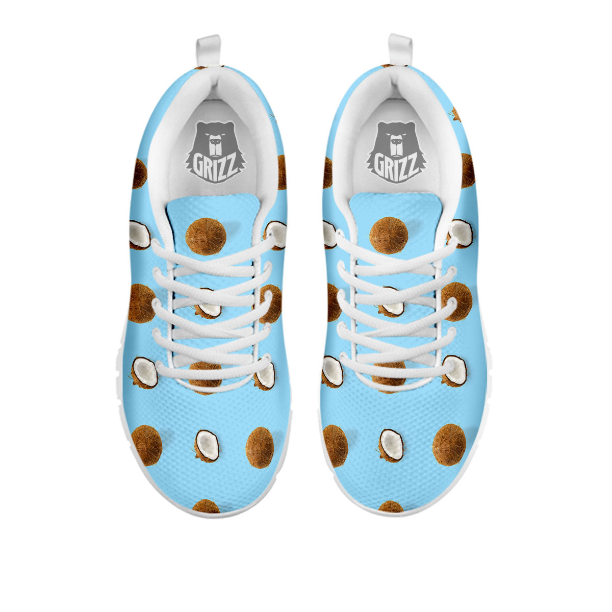 Coconut Blue Summer Print Pattern White Sneaker-grizzshop