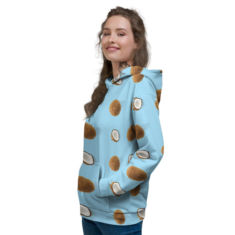 Coconut Blue Summer Print Pattern Women's Hoodie-grizzshop