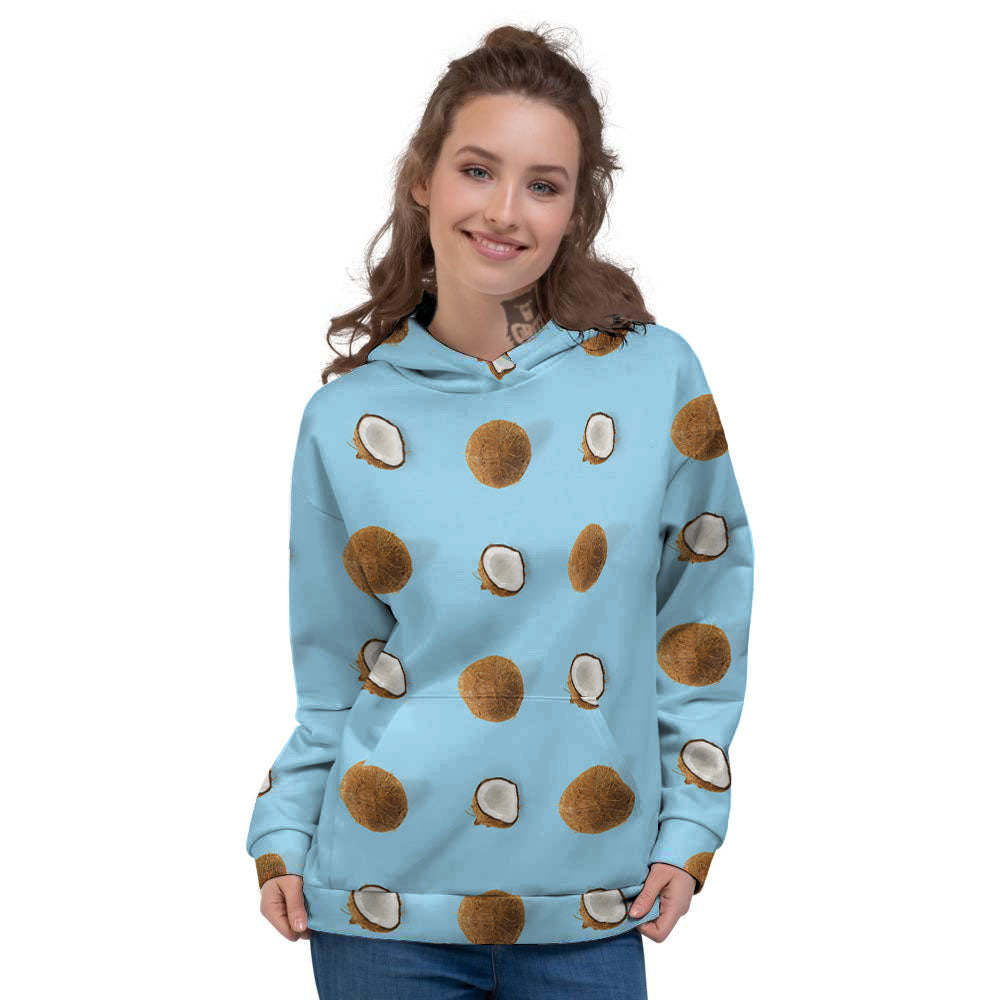 Coconut Blue Summer Print Pattern Women's Hoodie-grizzshop
