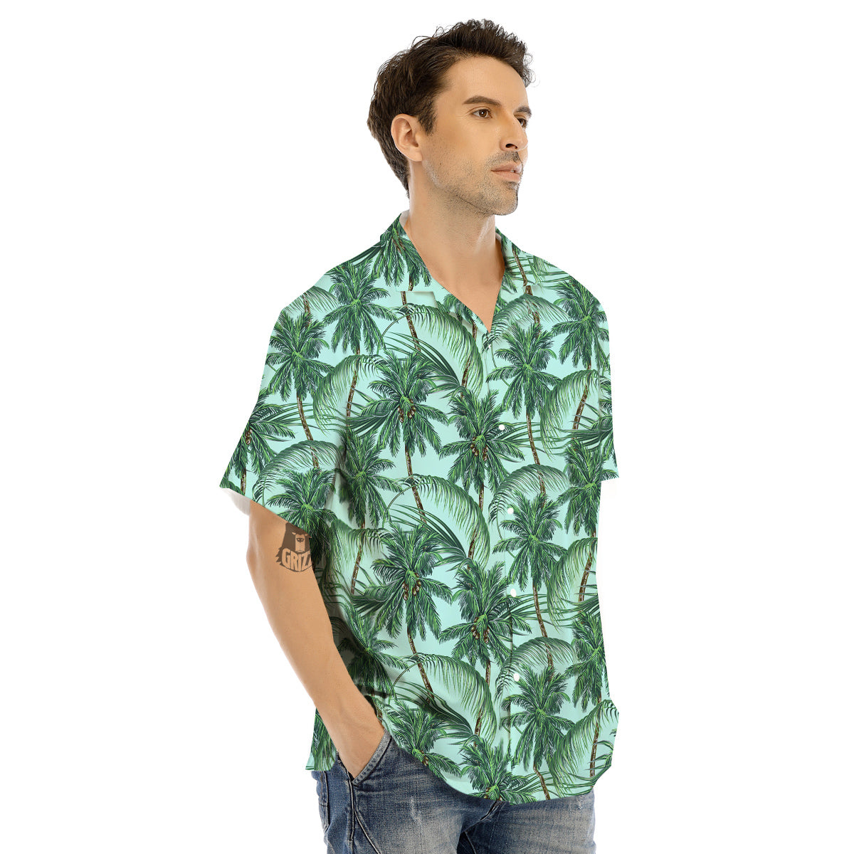 Coconut Leaf Print Men's Hawaiian Shirt-grizzshop