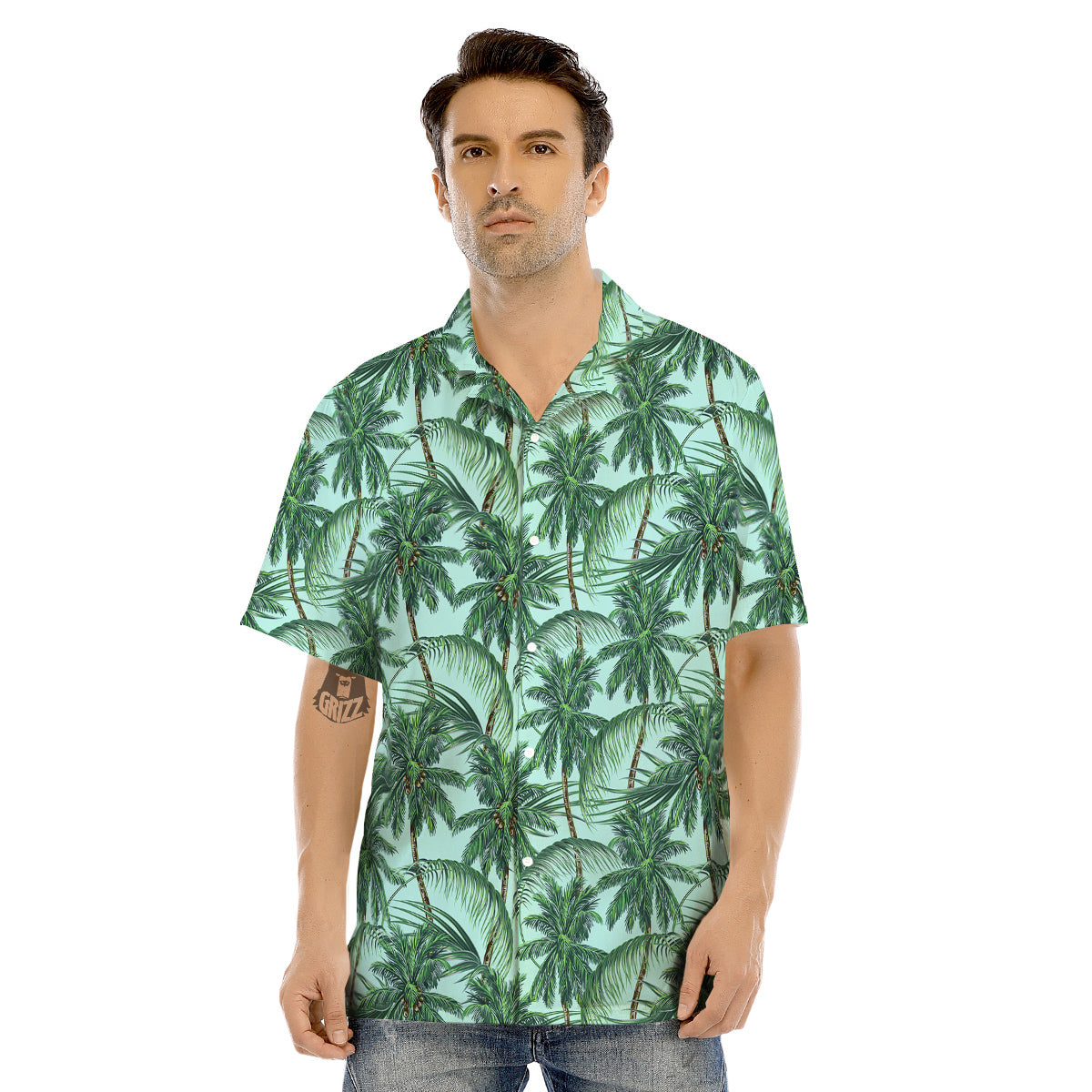 Coconut Leaf Print Men's Hawaiian Shirt-grizzshop