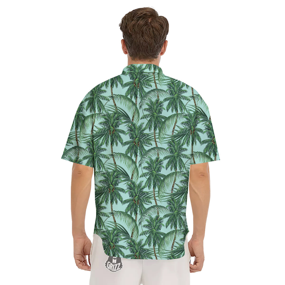 Coconut Leaf Print Men's Short Sleeve Shirts-grizzshop