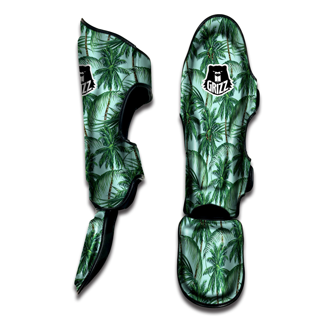Coconut Leaf Print Muay Thai Shin Guards-grizzshop