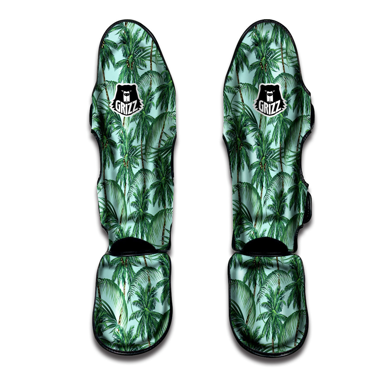 Coconut Leaf Print Muay Thai Shin Guards-grizzshop