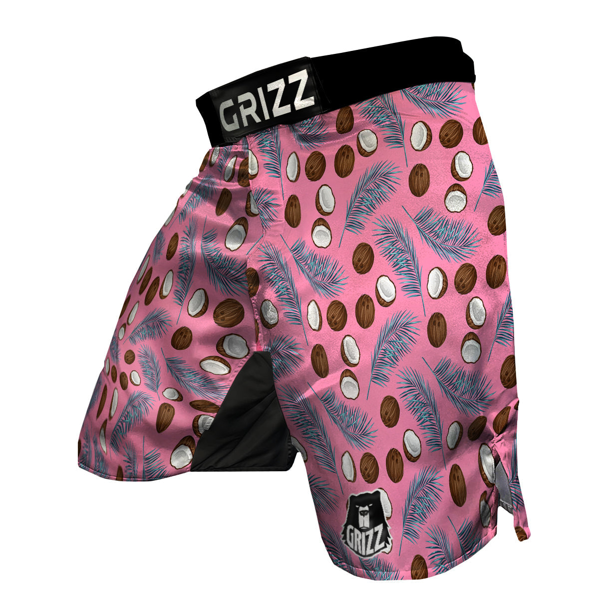 Coconut Pink And Palm Leaf Print Pattern MMA Shorts-grizzshop