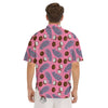 Coconut Pink And Palm Leaf Print Pattern Men's Short Sleeve Shirts-grizzshop