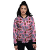 Coconut Pink And Palm Leaf Print Pattern Women's Bomber Jacket-grizzshop