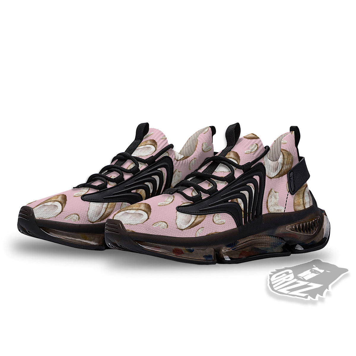 Coconut Pink Print Pattern Black Gym Shoes-grizzshop