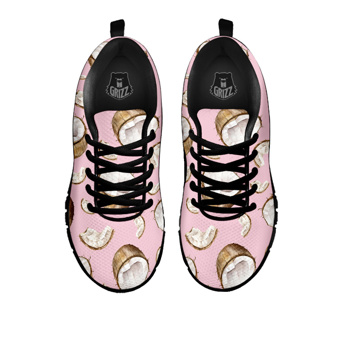 Coconut Pink Print Pattern Black Sneaker-grizzshop