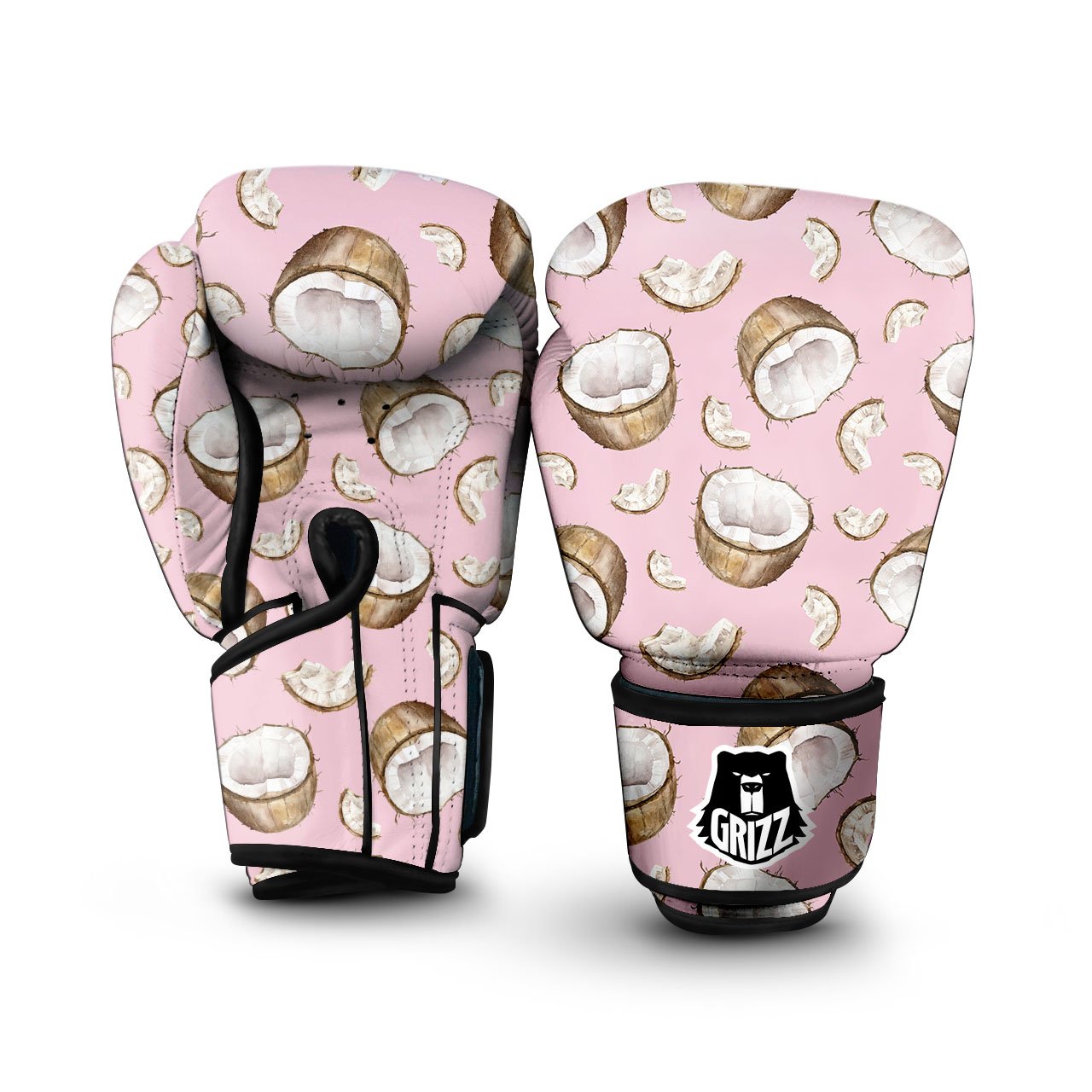 Coconut Pink Print Pattern Boxing Gloves-grizzshop