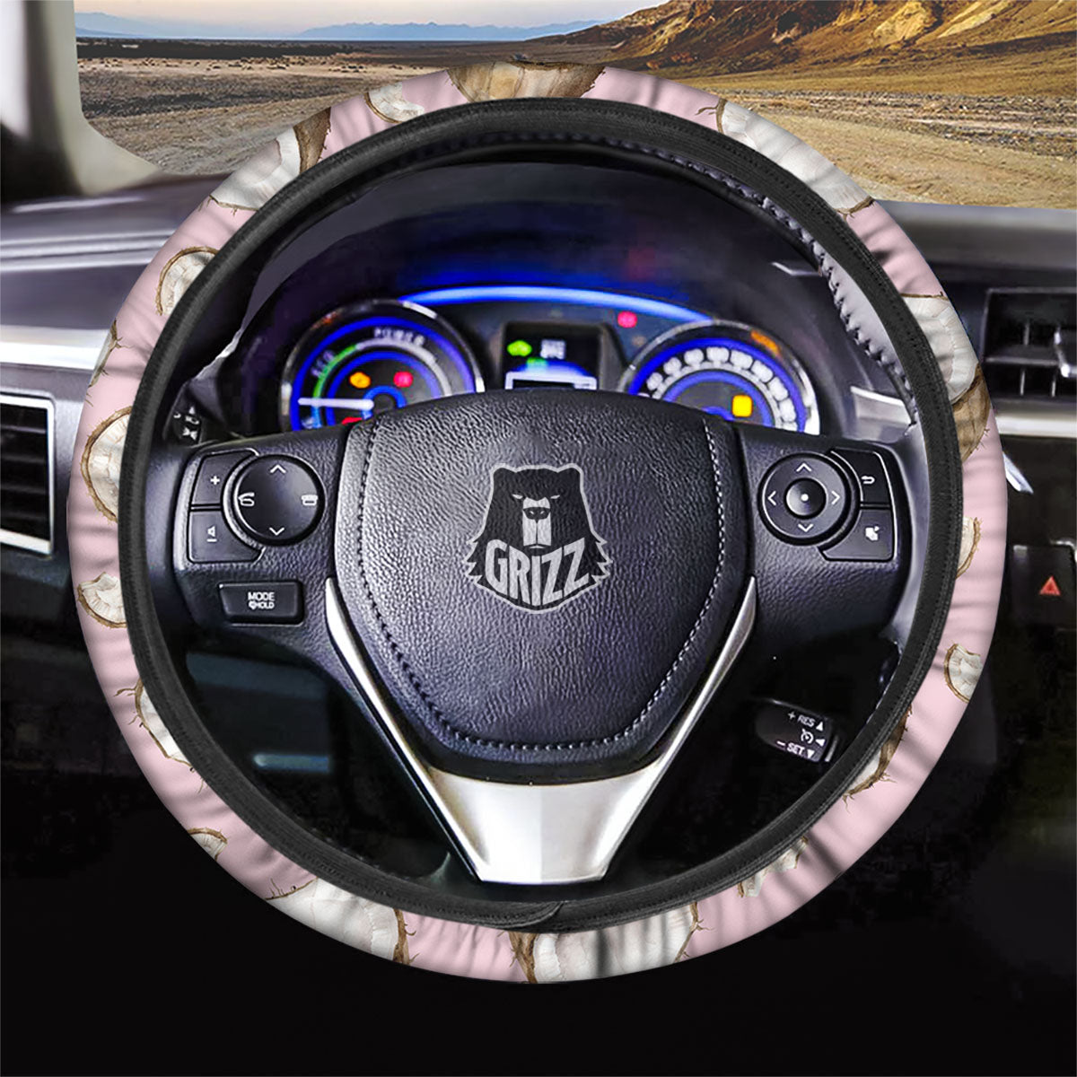 Coconut Pink Print Pattern Car Steering Wheel Cover-grizzshop