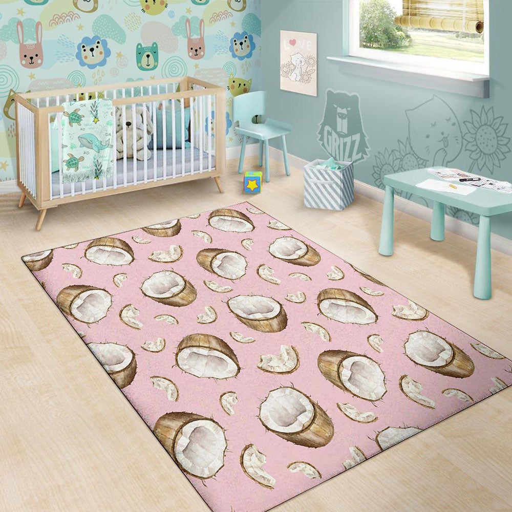 Coconut Pink Print Pattern Floor Mat-grizzshop