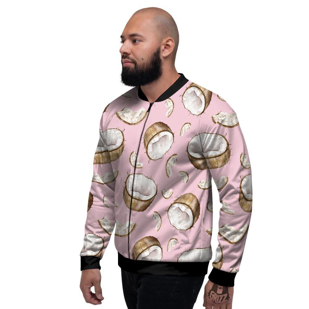 Coconut Pink Print Pattern Men's Bomber Jacket-grizzshop