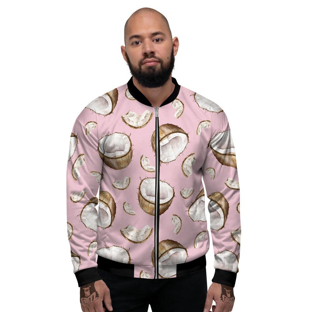 Coconut Pink Print Pattern Men's Bomber Jacket-grizzshop