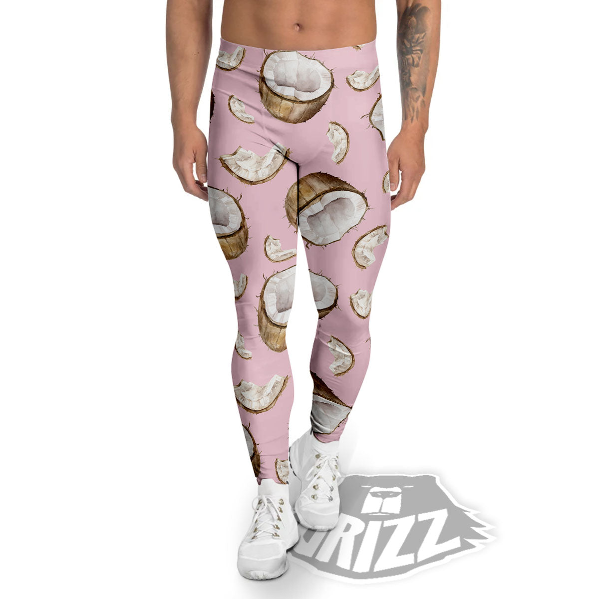Coconut Pink Print Pattern Men's Leggings-grizzshop