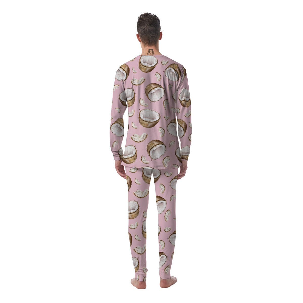 Coconut Pink Print Pattern Men's Pajamas-grizzshop