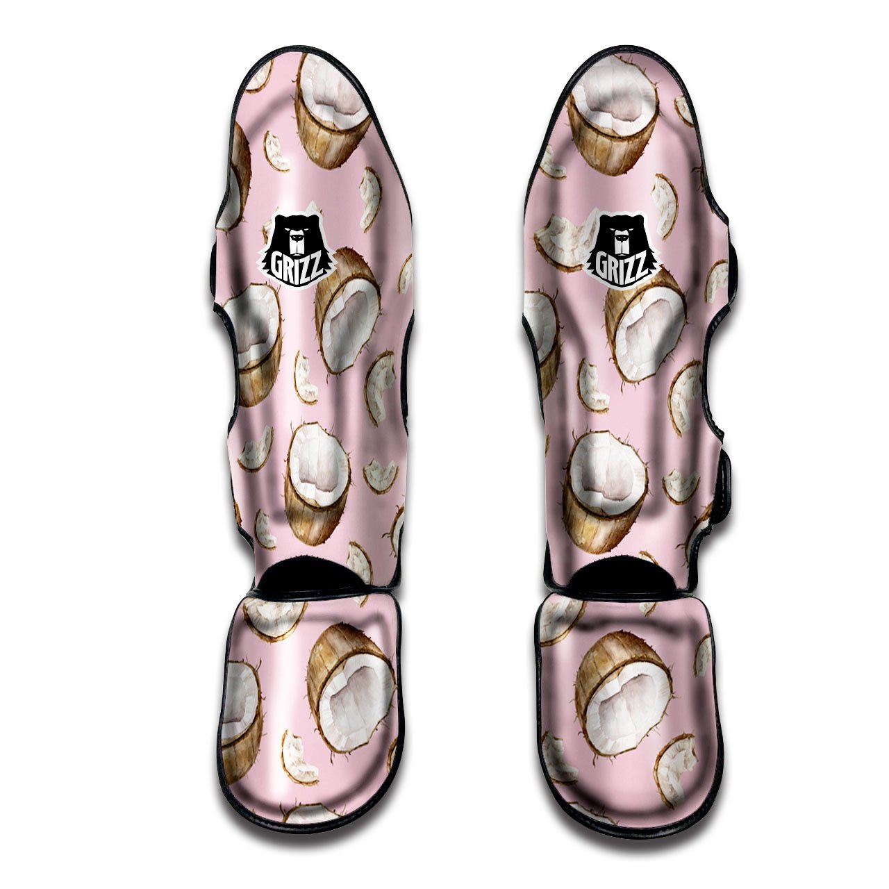 Coconut Pink Print Pattern Muay Thai Shin Guards-grizzshop