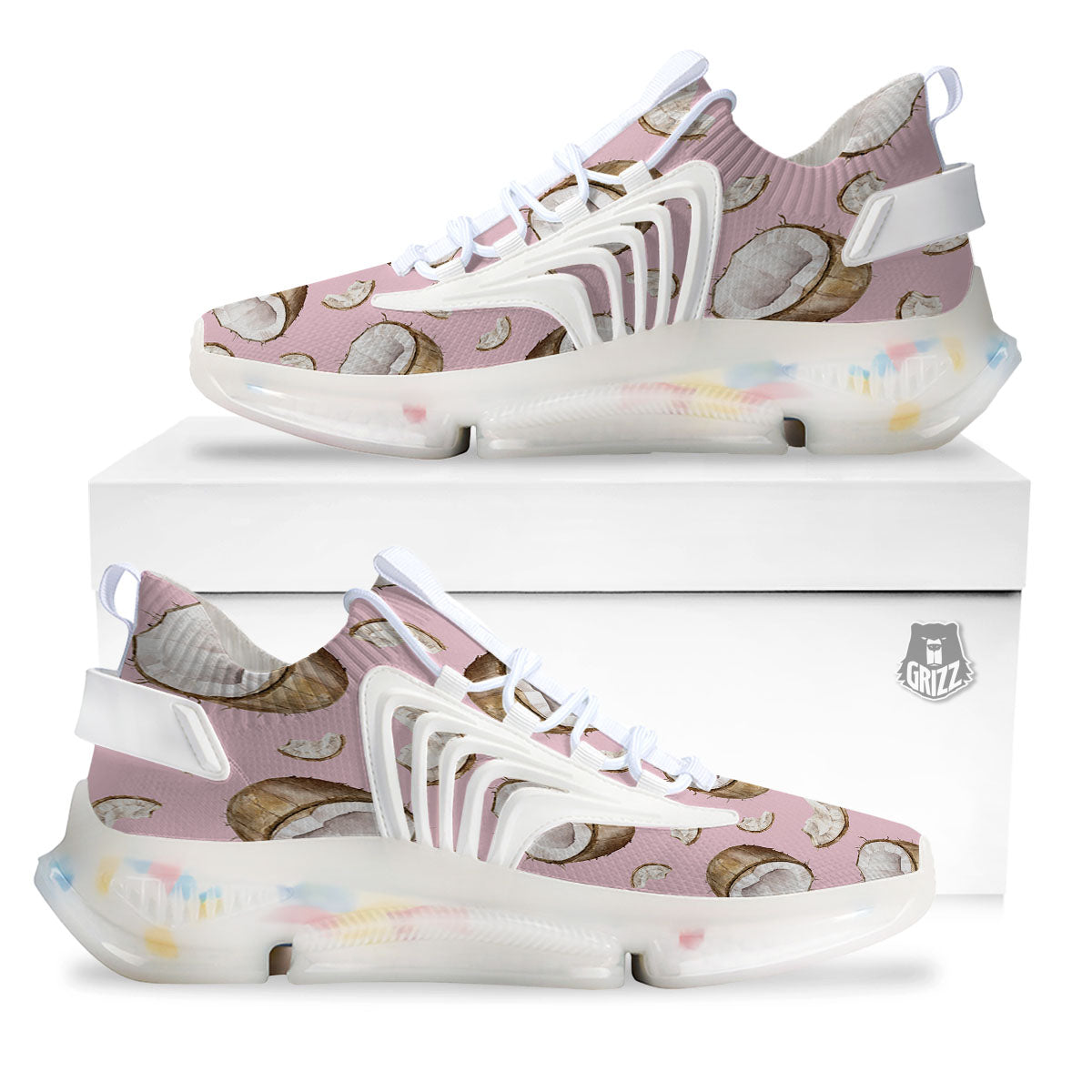 Coconut Pink Print Pattern White Gym Shoes-grizzshop