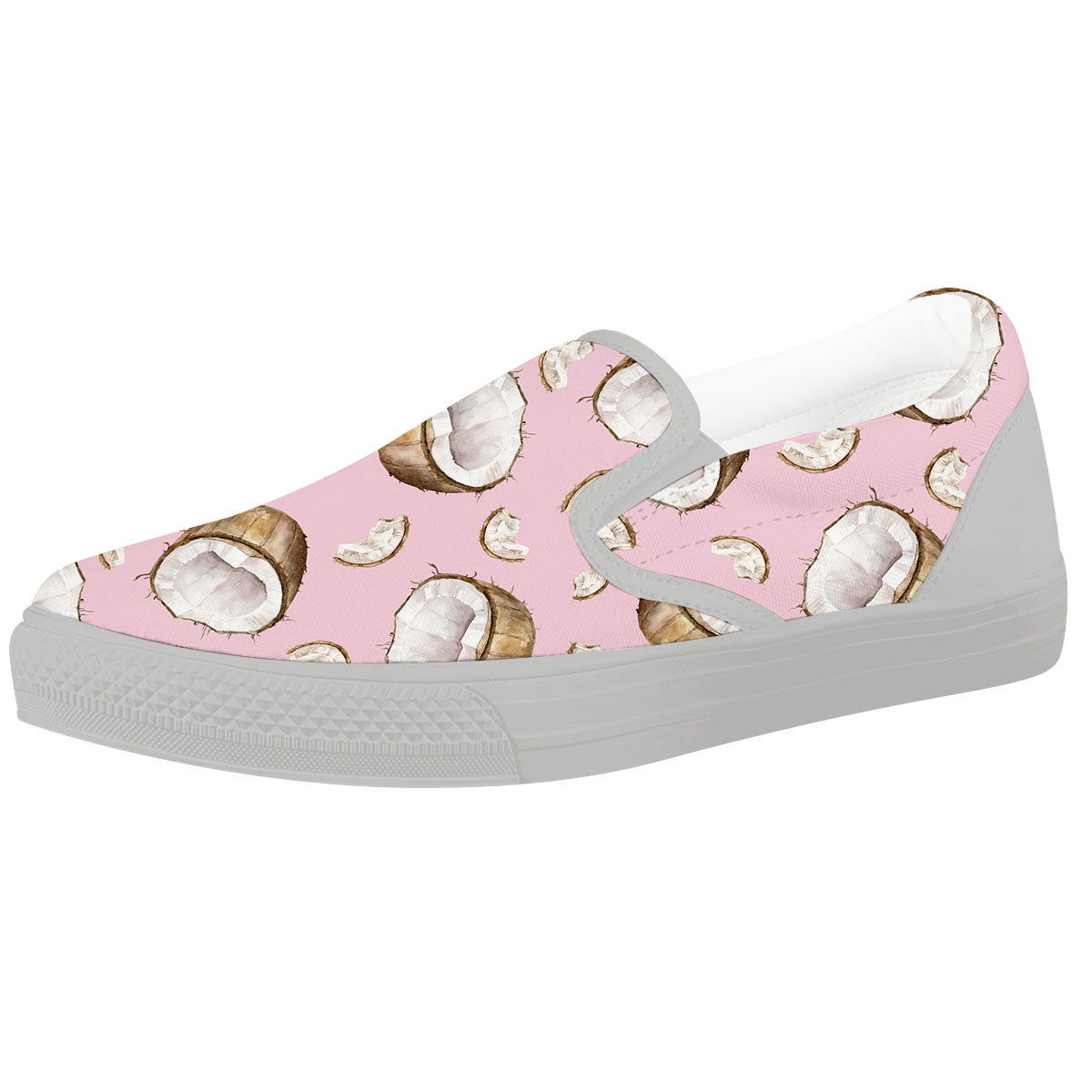 Coconut Pink Print Pattern White Slip On Shoes-grizzshop