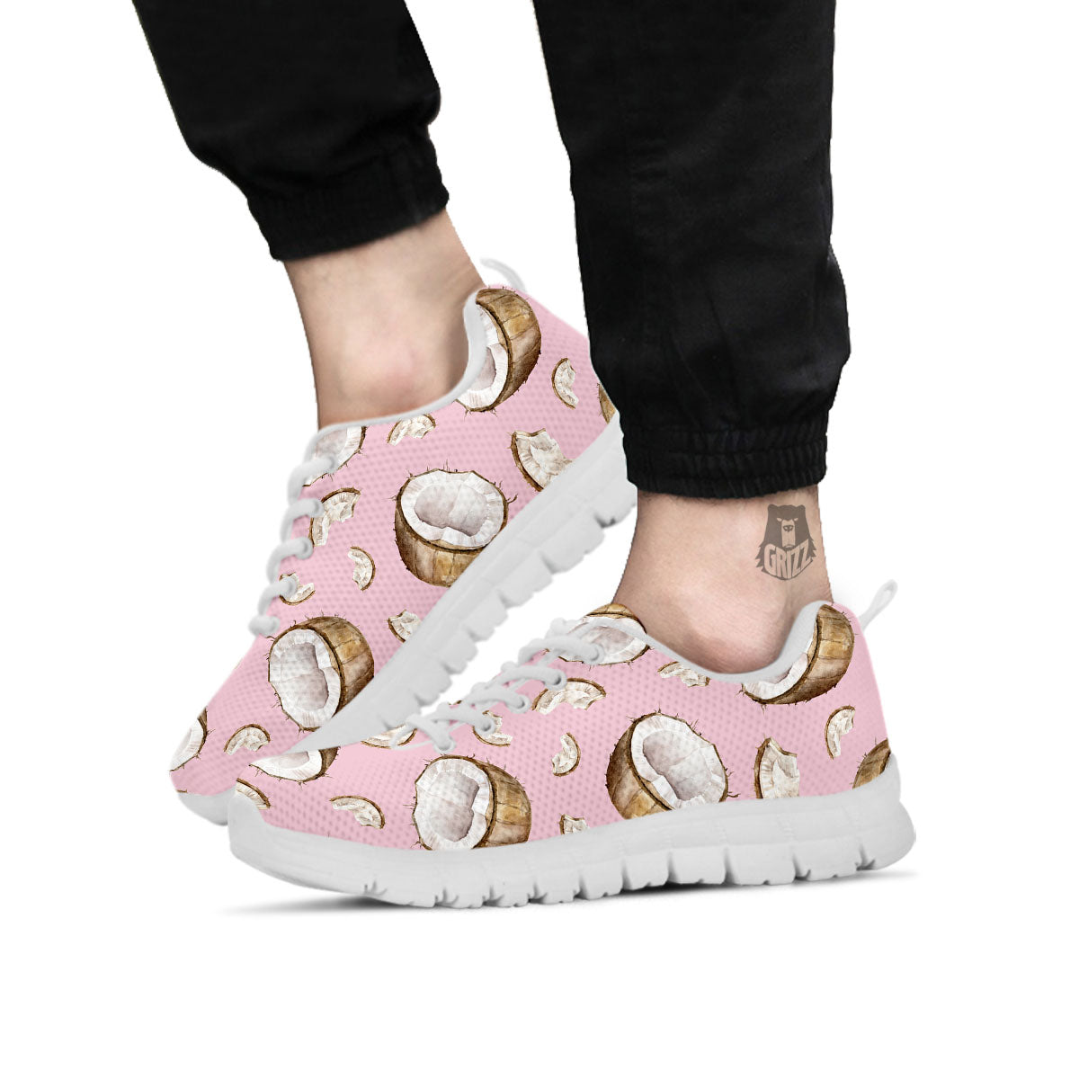 Coconut Pink Print Pattern White Sneaker-grizzshop