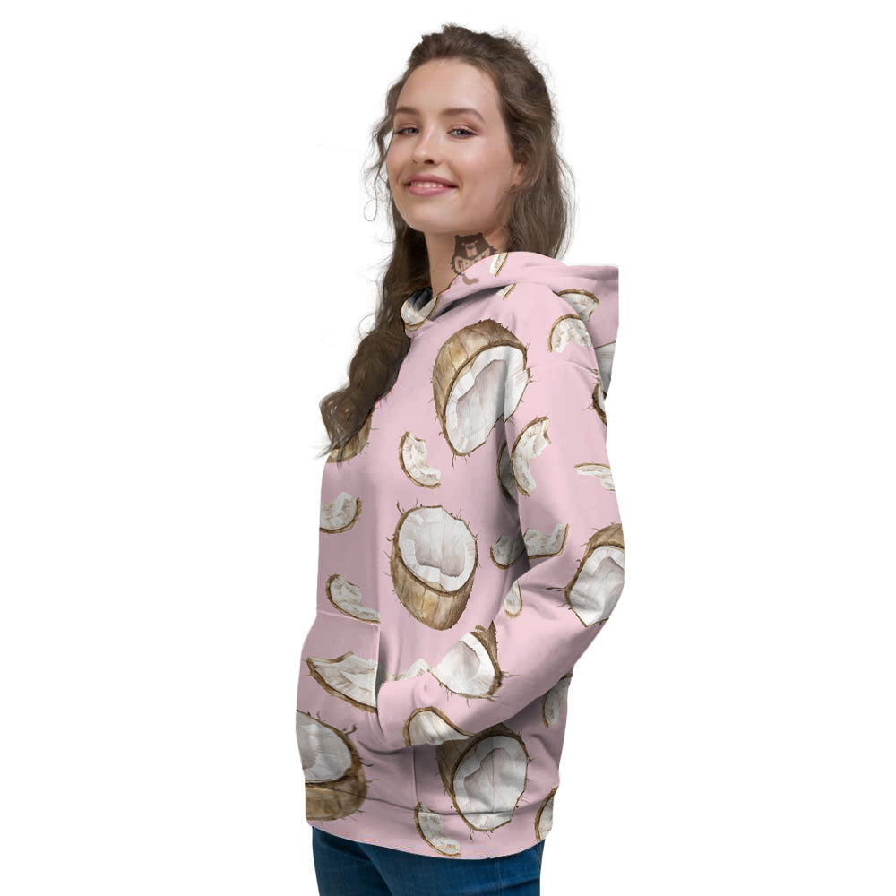 Coconut Pink Print Pattern Women's Hoodie-grizzshop