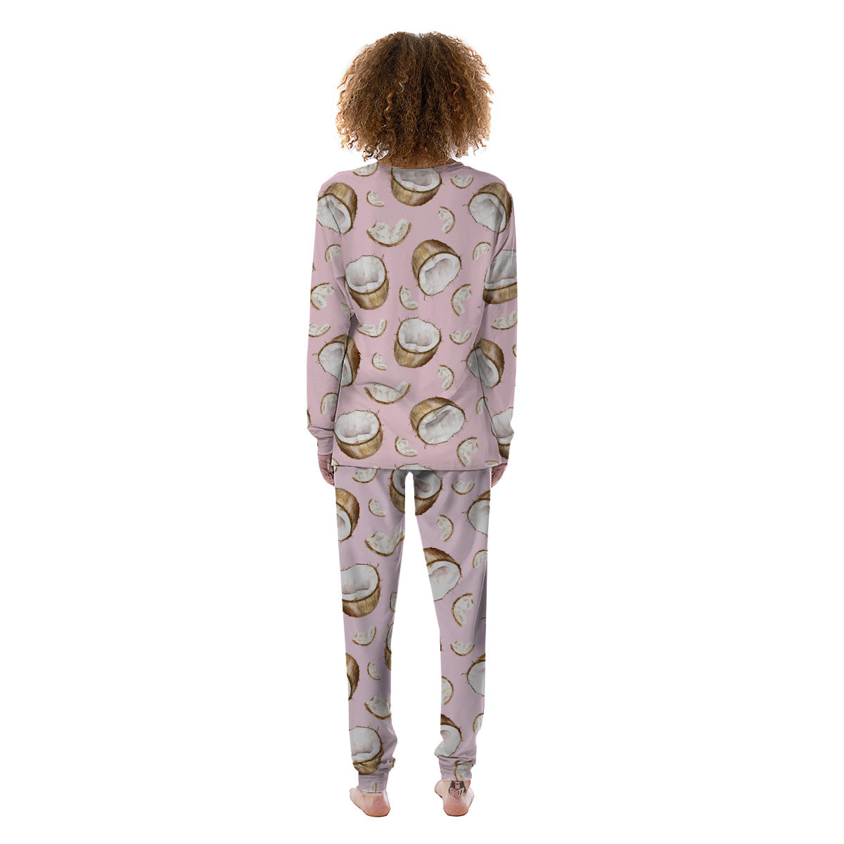 Coconut Pink Print Pattern Women's Pajamas-grizzshop