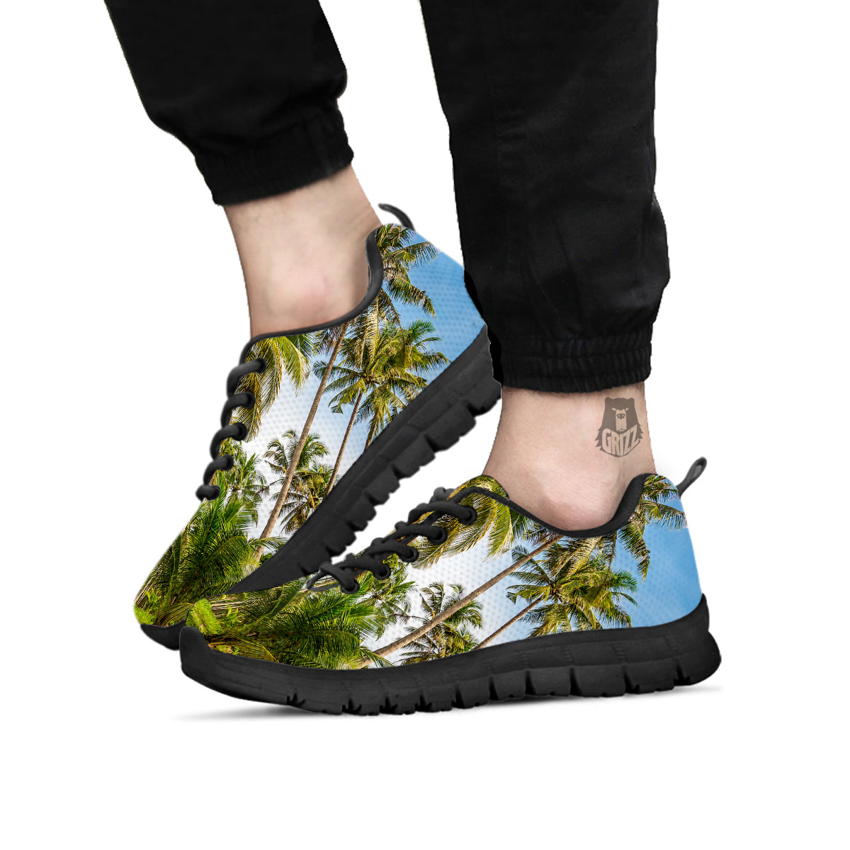 Coconut Tree Print Black Sneaker-grizzshop