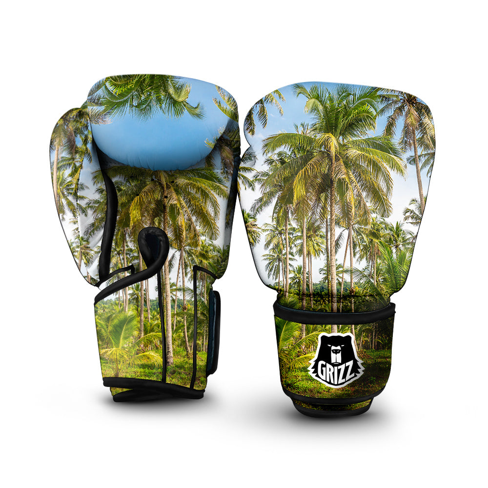 Coconut Tree Print Boxing Gloves-grizzshop