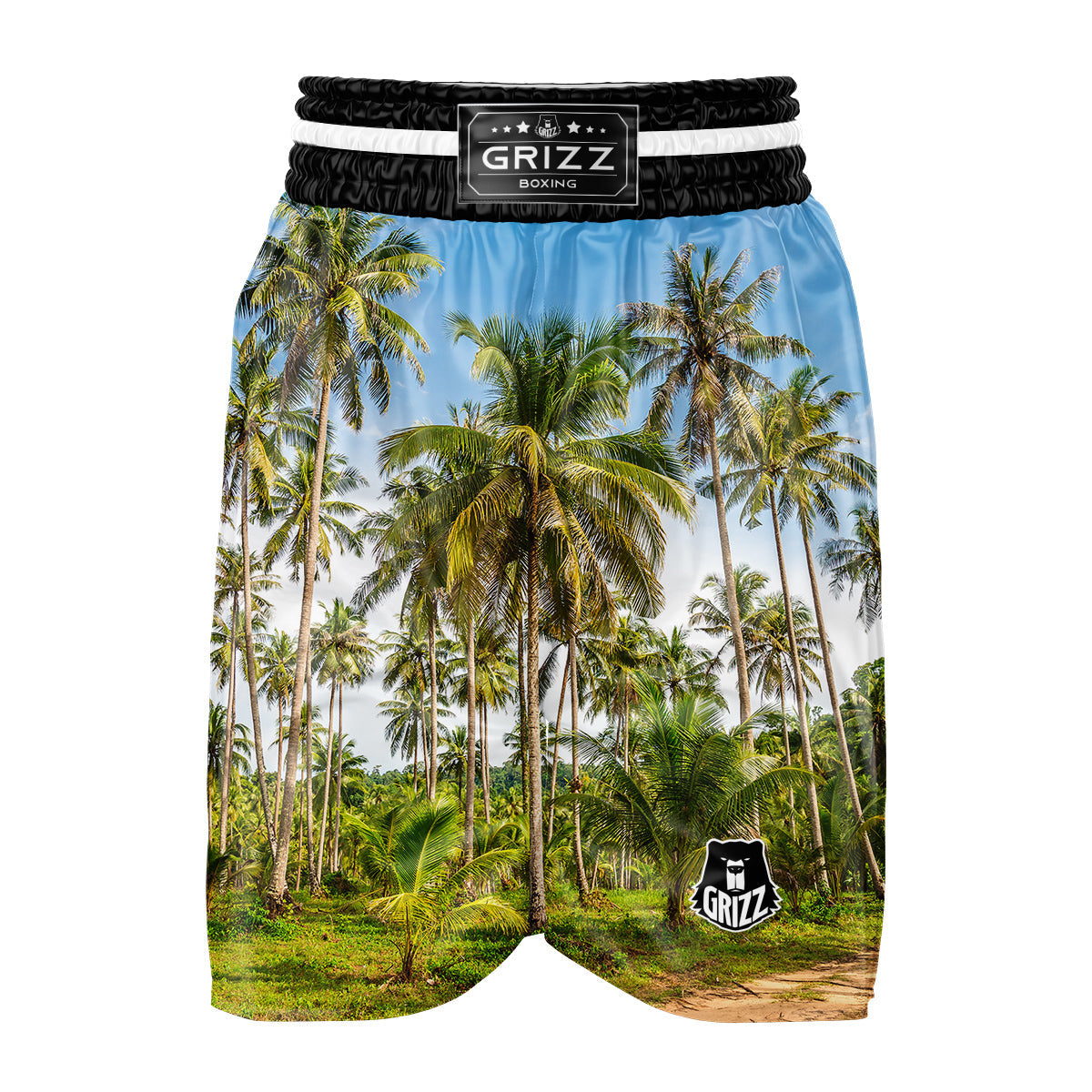 Coconut Tree Print Boxing Shorts-grizzshop