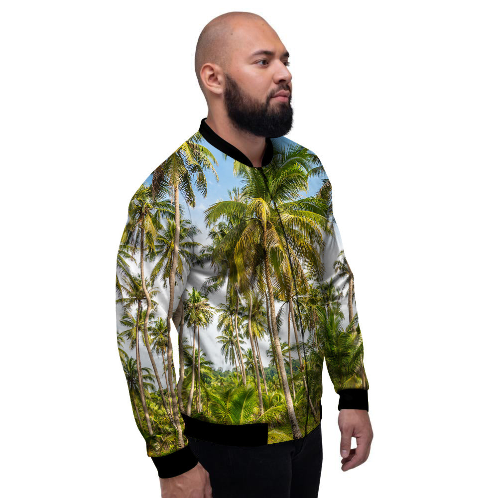 Coconut Tree Print Men's Bomber Jacket-grizzshop
