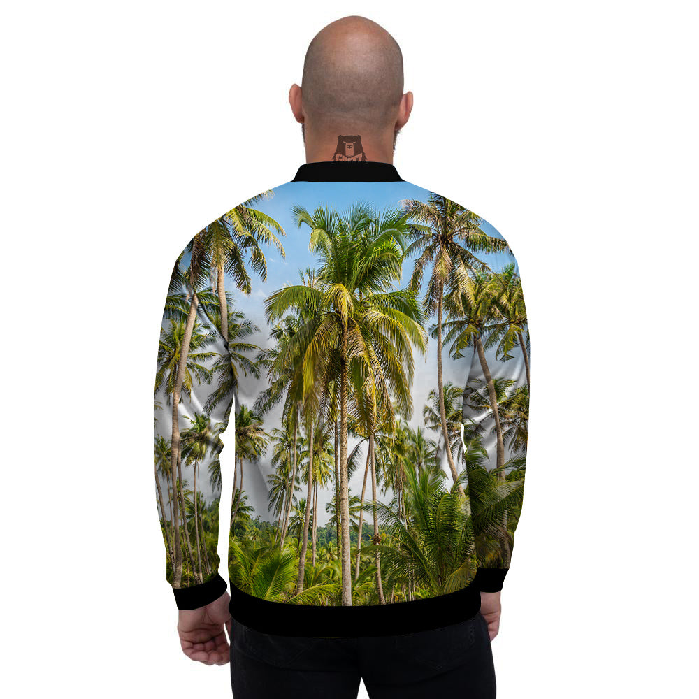 Coconut Tree Print Men's Bomber Jacket-grizzshop
