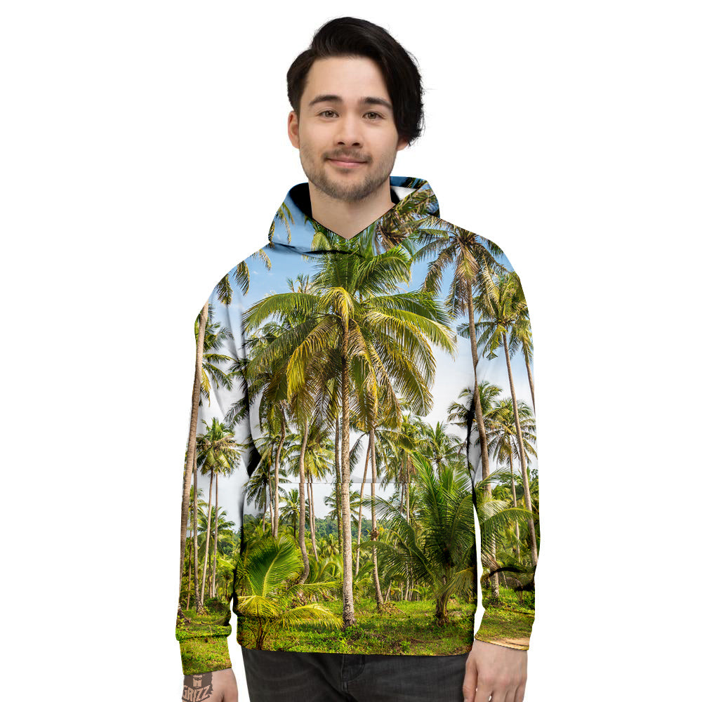 Coconut Tree Print Men's Hoodie-grizzshop