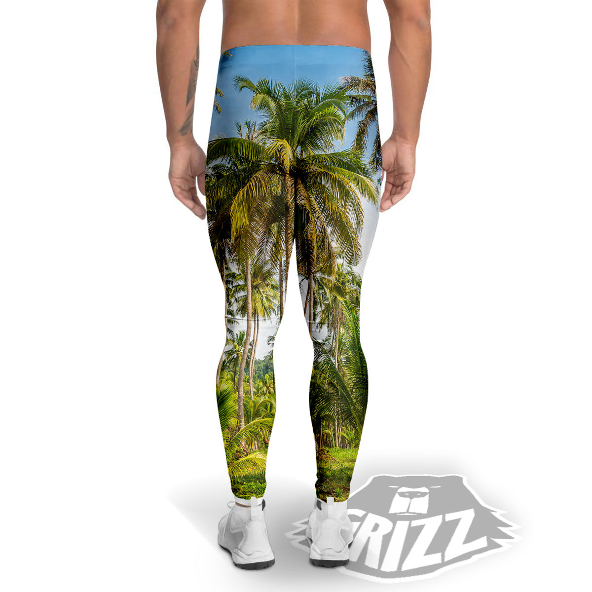 Coconut Tree Print Men's Leggings-grizzshop