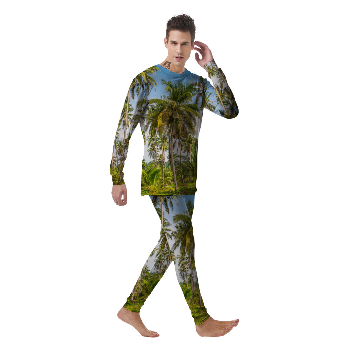 Coconut Tree Print Men's Pajamas-grizzshop