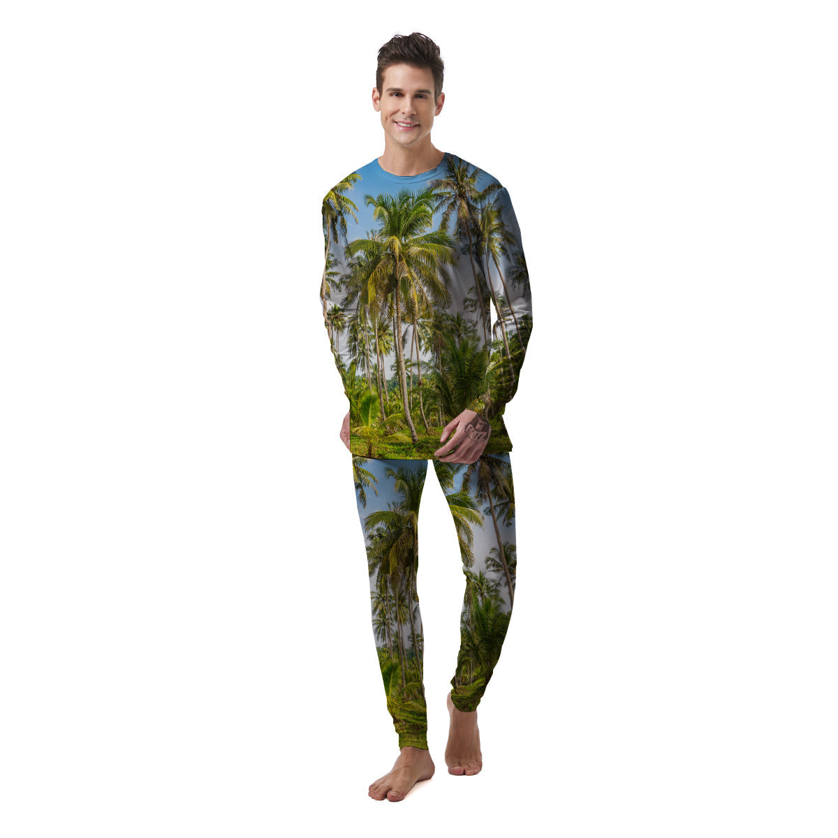 Coconut Tree Print Men's Pajamas-grizzshop
