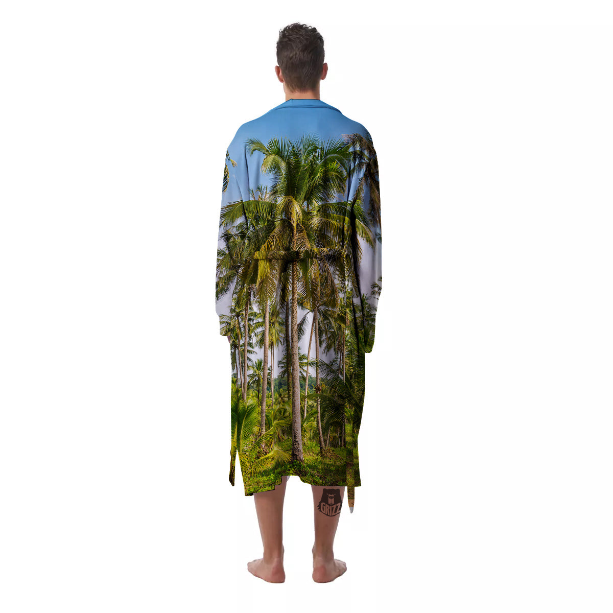 Coconut Tree Print Men's Robe-grizzshop