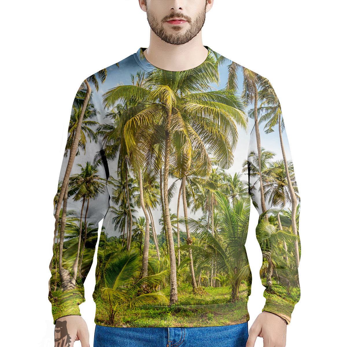 Coconut Tree Print Men's Sweatshirt-grizzshop