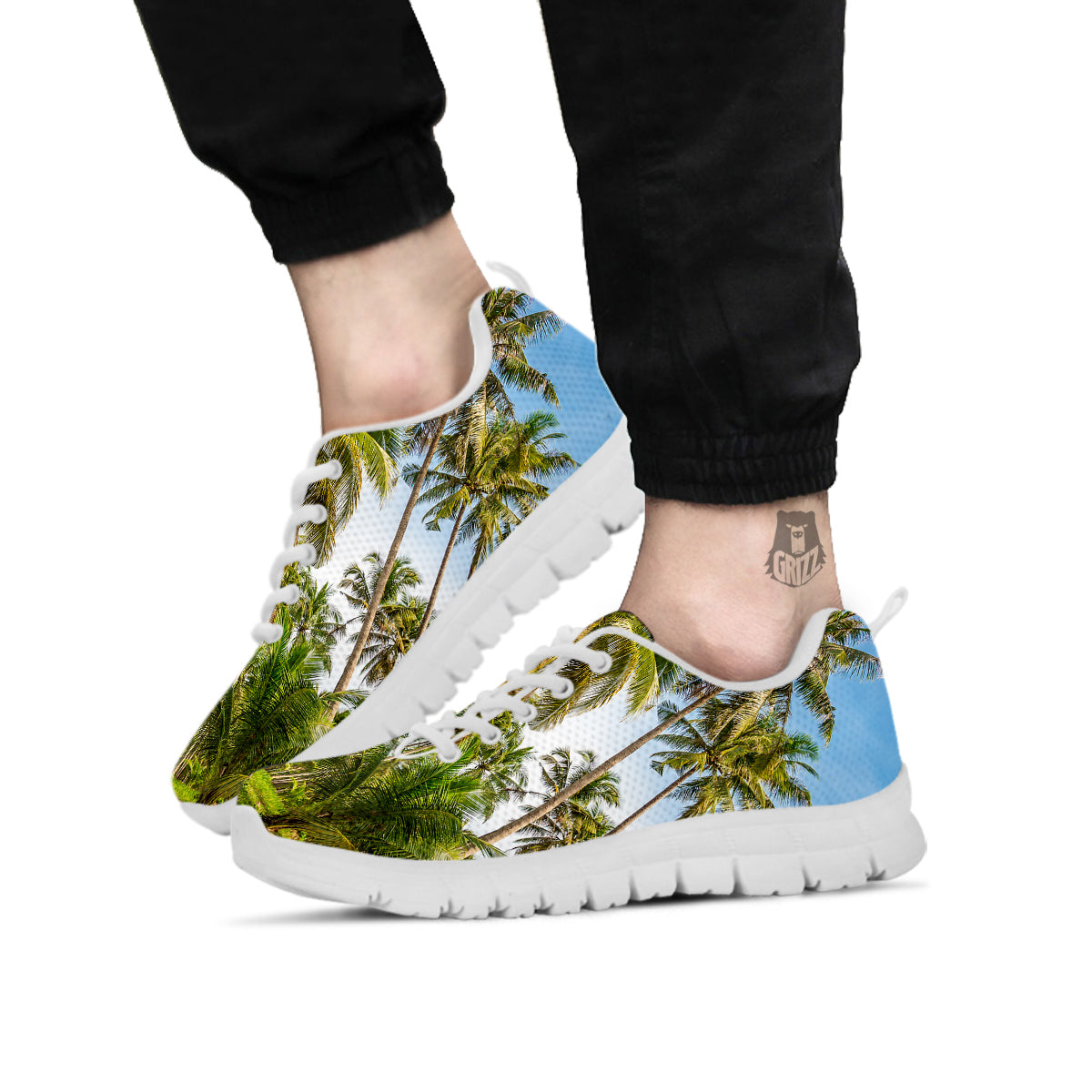 Coconut Tree Print White Sneaker-grizzshop