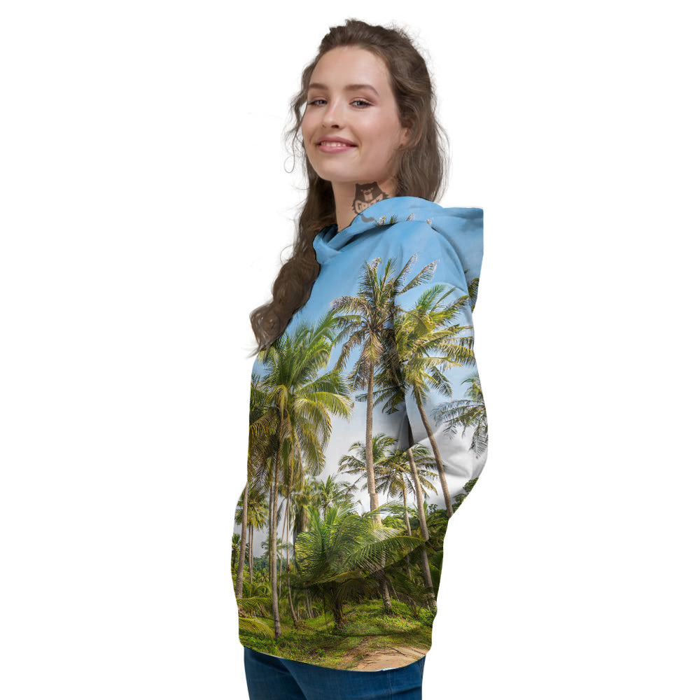 Coconut Tree Print Women's Hoodie-grizzshop