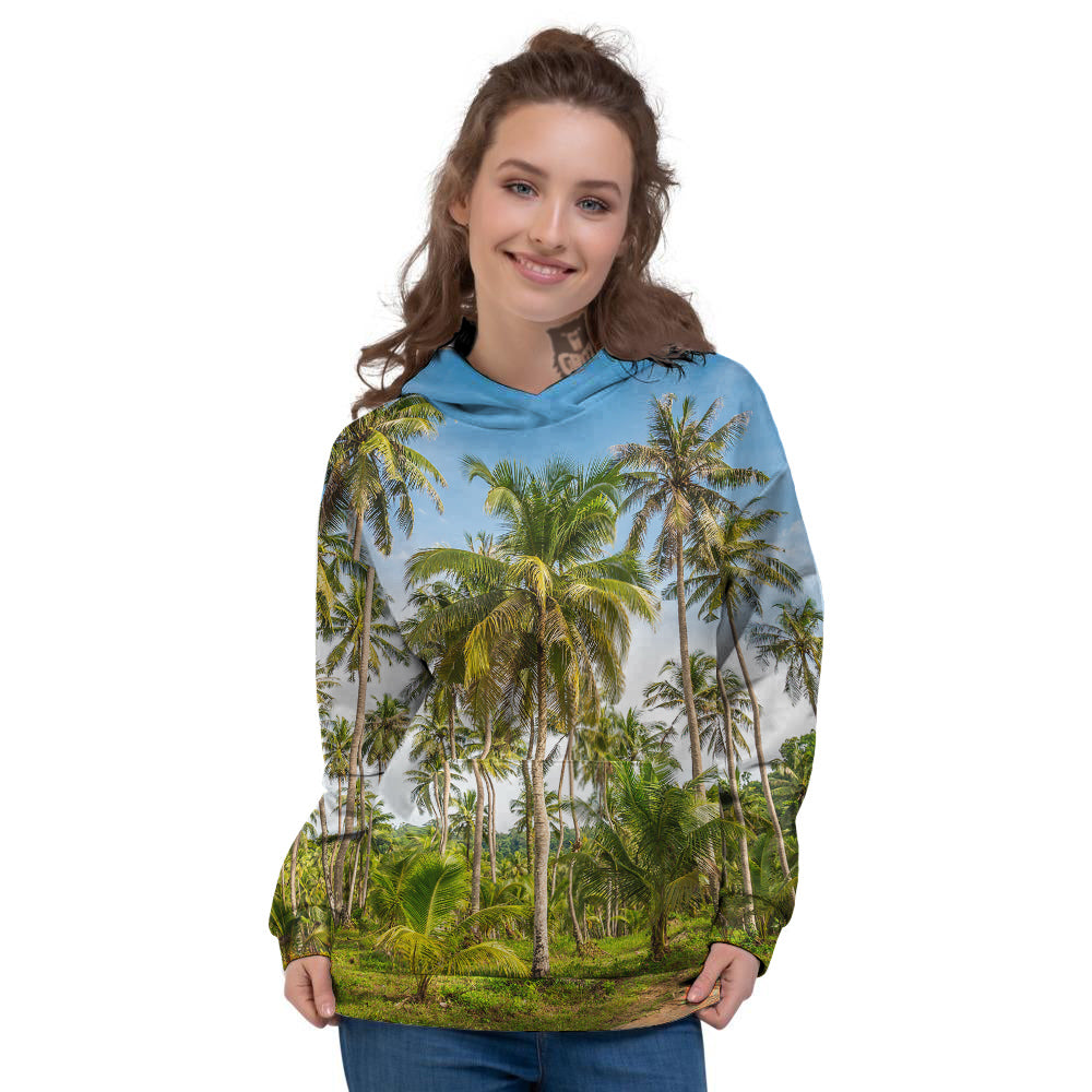 Coconut Tree Print Women's Hoodie-grizzshop